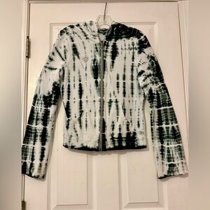 TWISTED HEART Dark Blue & White Tie-Dye Zip Hoodie